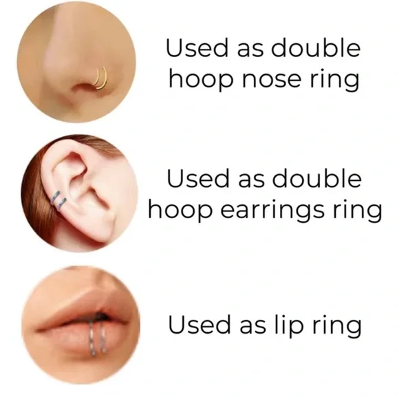 20 gauge 14K Gold Filled or Sterling Silver Double Nose Ring - Picture 4 of 11